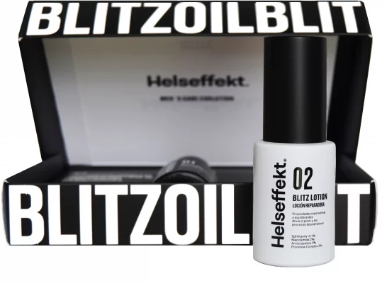 Blitz Lotion parte del pack Helseffekt Blitz. La solución total para eliminar la caspa de tu barba