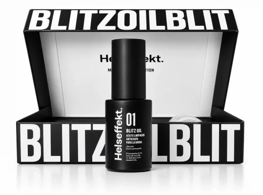 Blitz oil parte del pack Helseffekt Blitz. La solución total para eliminar la caspa de tu barba